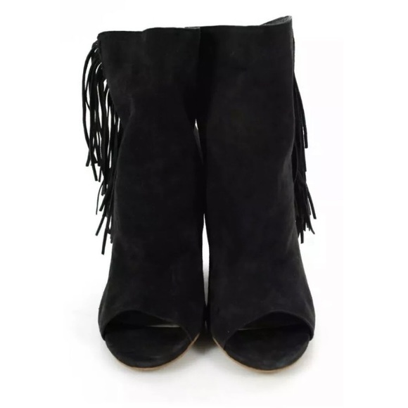 ❤️Dolce Vita Suede Black Heel Fringe Ankle Booties - Picture 2 of 4